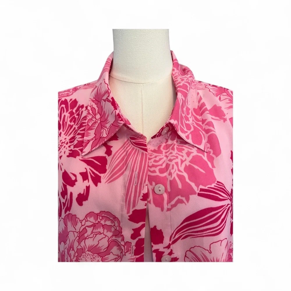 ππΈ EUC WHITE STAG PLUS Pink Tank & Floral Blouse Set | Sz 18W/20W - Picture 3 of 7